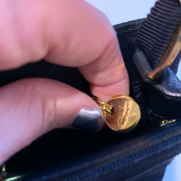 Navy blue Ferragamo fabric bag with beautiful gold signature handle. - Picture 9 of 14